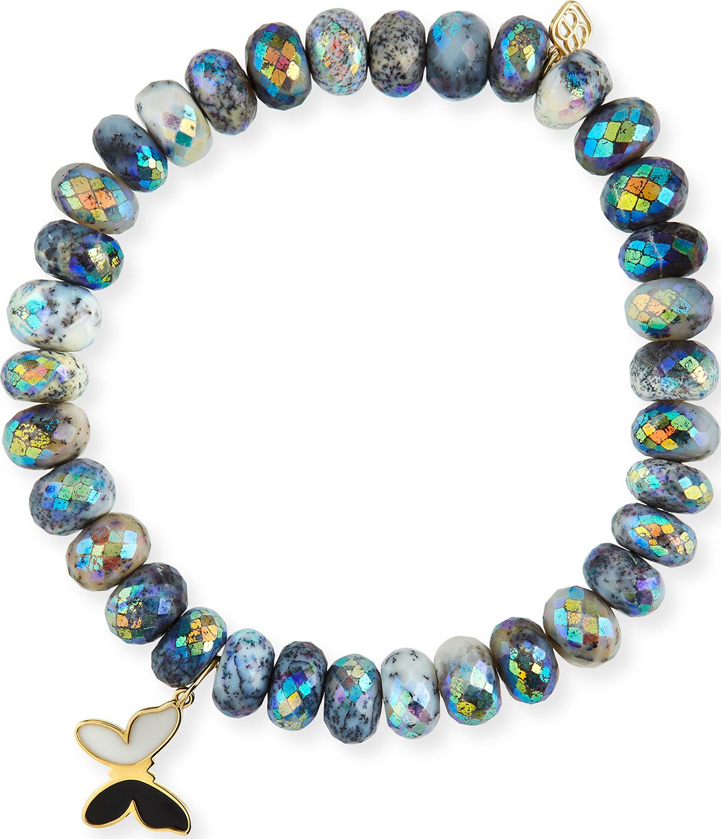Sydney Evan 14k Enamel Butterfly & Opal Bracelet