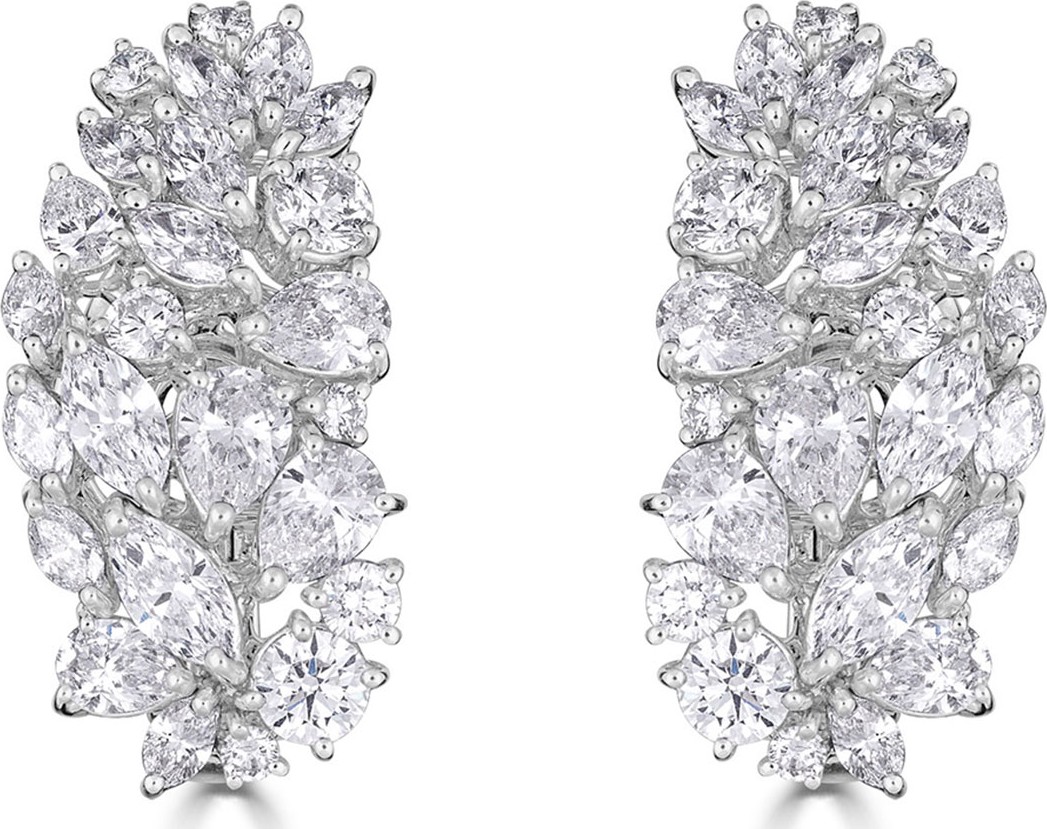 ZYDO Luminal 18k White Gold Diamond Cluster Earrings, 6.8tcw