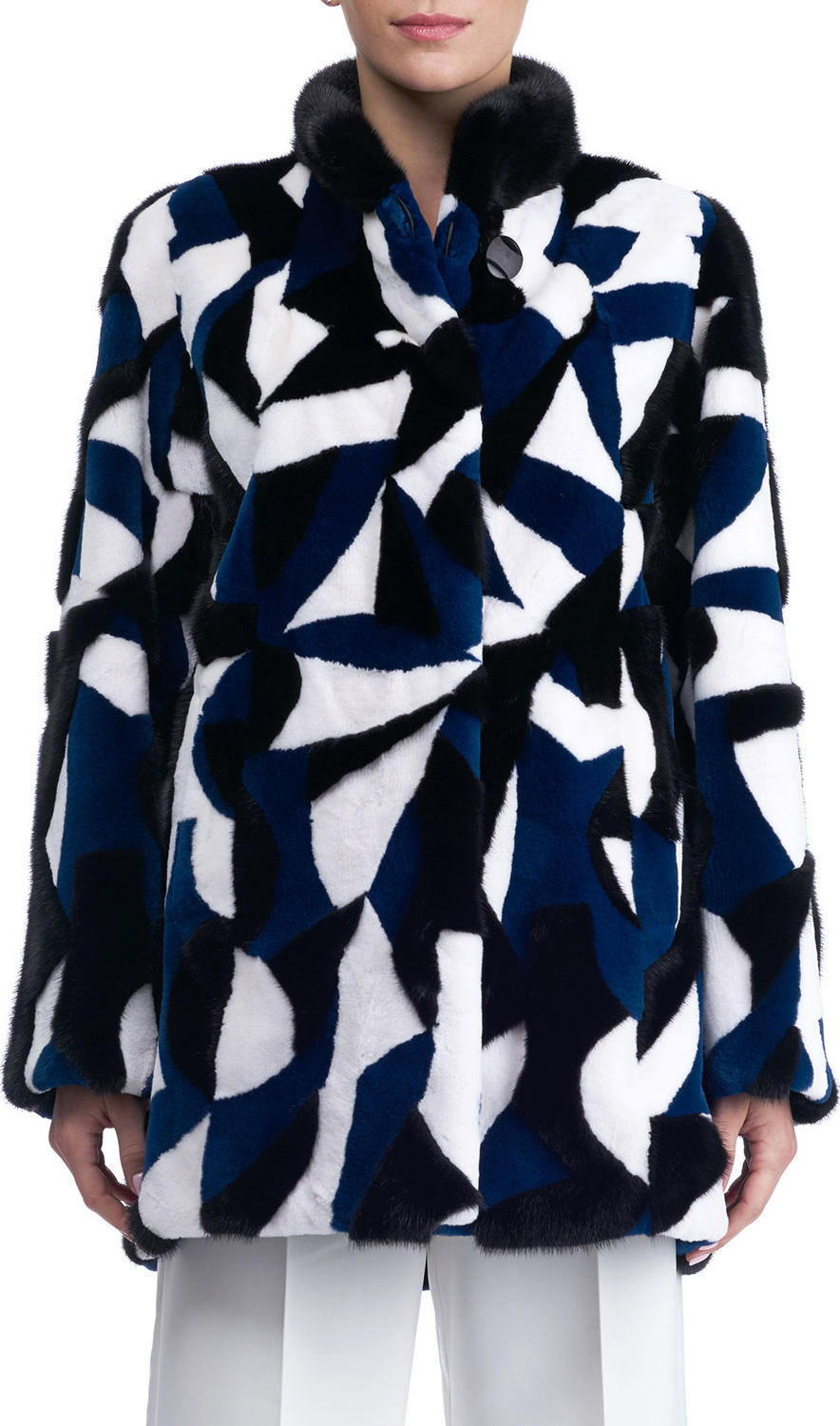 Gorski Mink Intarsia Stroller Coat