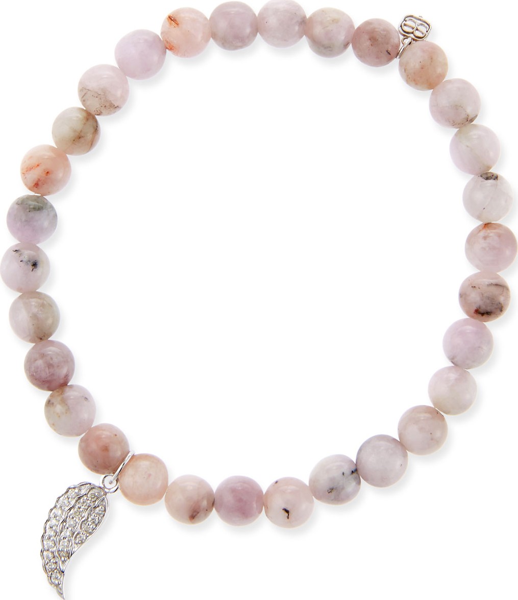 Sydney Evan 14k White Gold Diamond Wing & Kunzite Bracelet