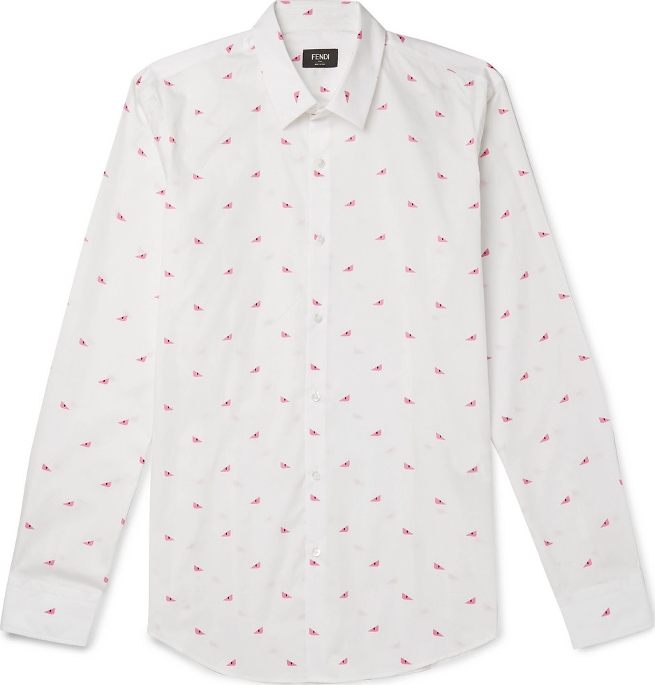 Fendi Slim-Fit Printed Cotton-Poplin Shirt