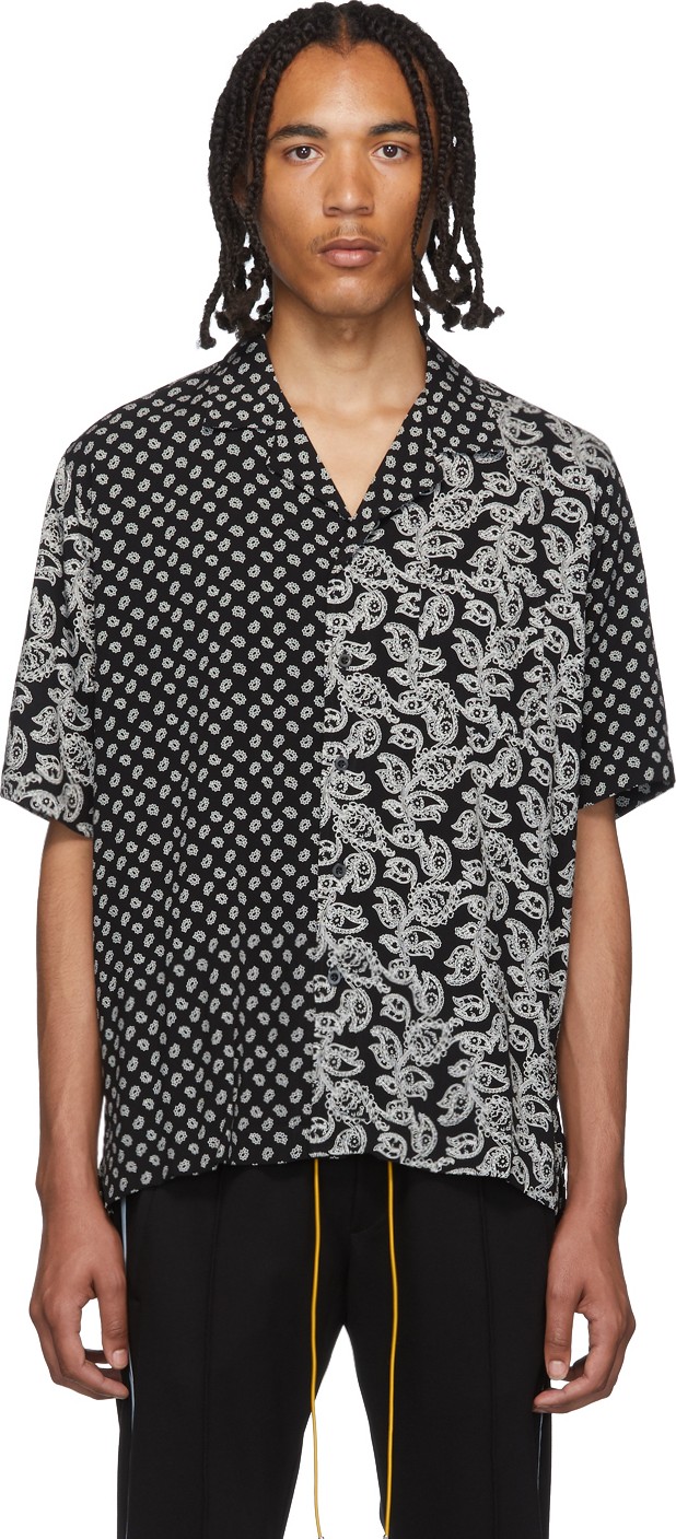 RHUDE Black Bandana Panel Hawaiian Shirt
