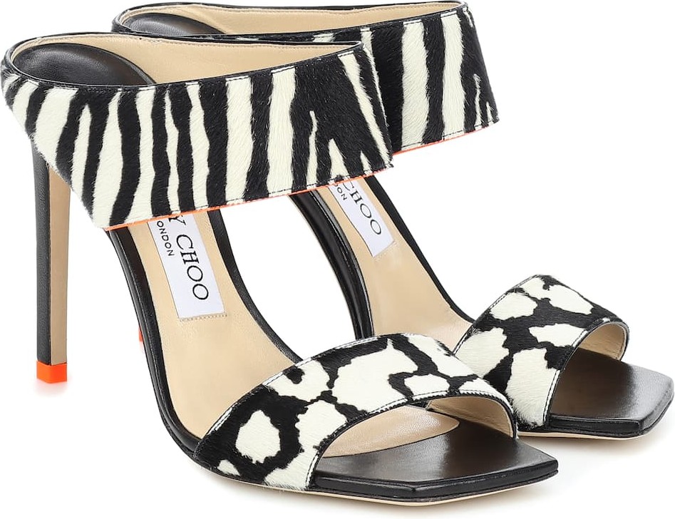Jimmy Choo Hira 100 printed calf hair sandals