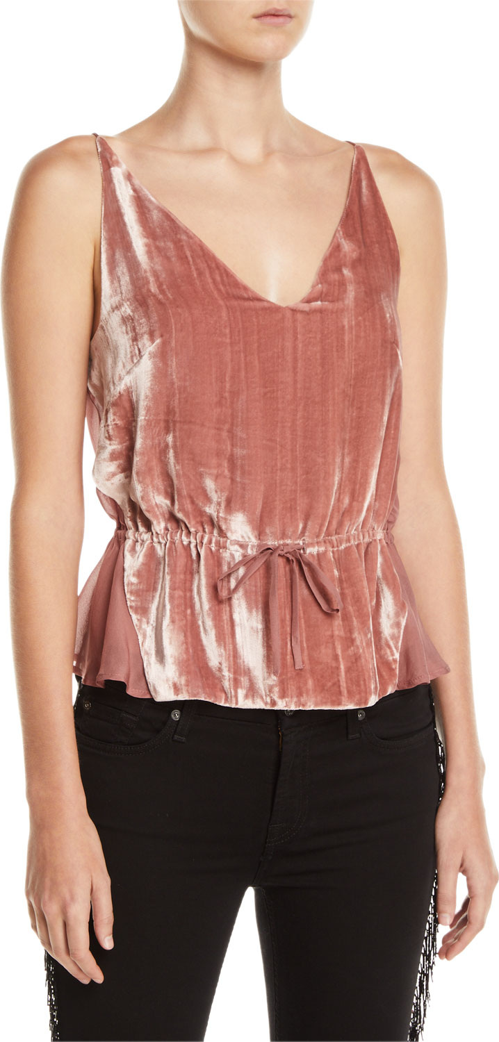 J BRAND Lucy Velvet-Front Peplum Cami