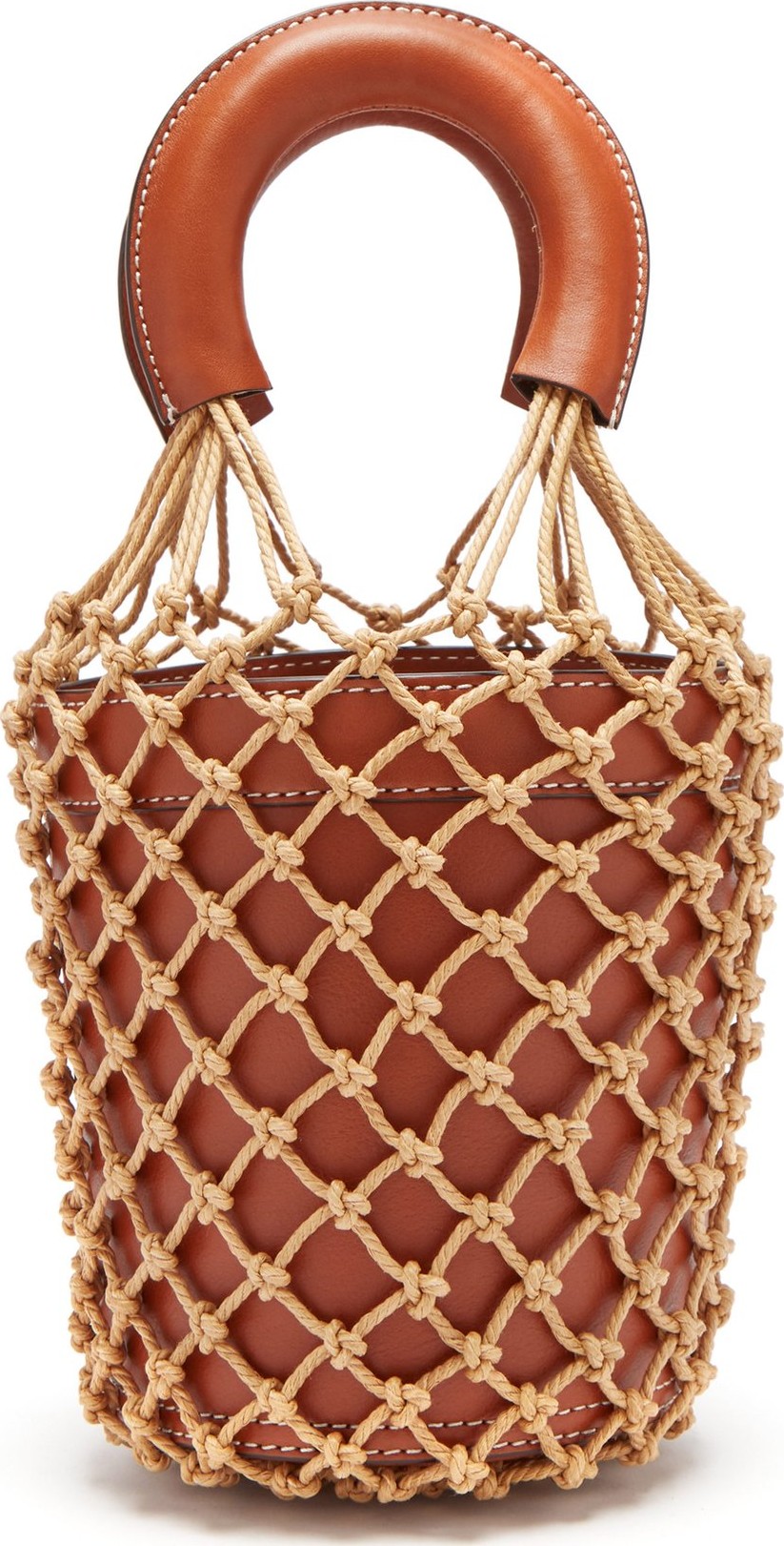 Staud Moreau macramé and leather bucket bag