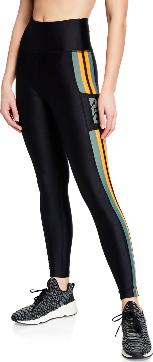 P.E Nation Flyzip High-Rise Striped Leggings