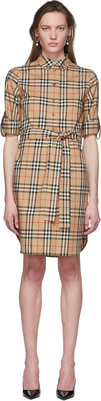 Burberry London England Beige Giovanna Shirt Dress