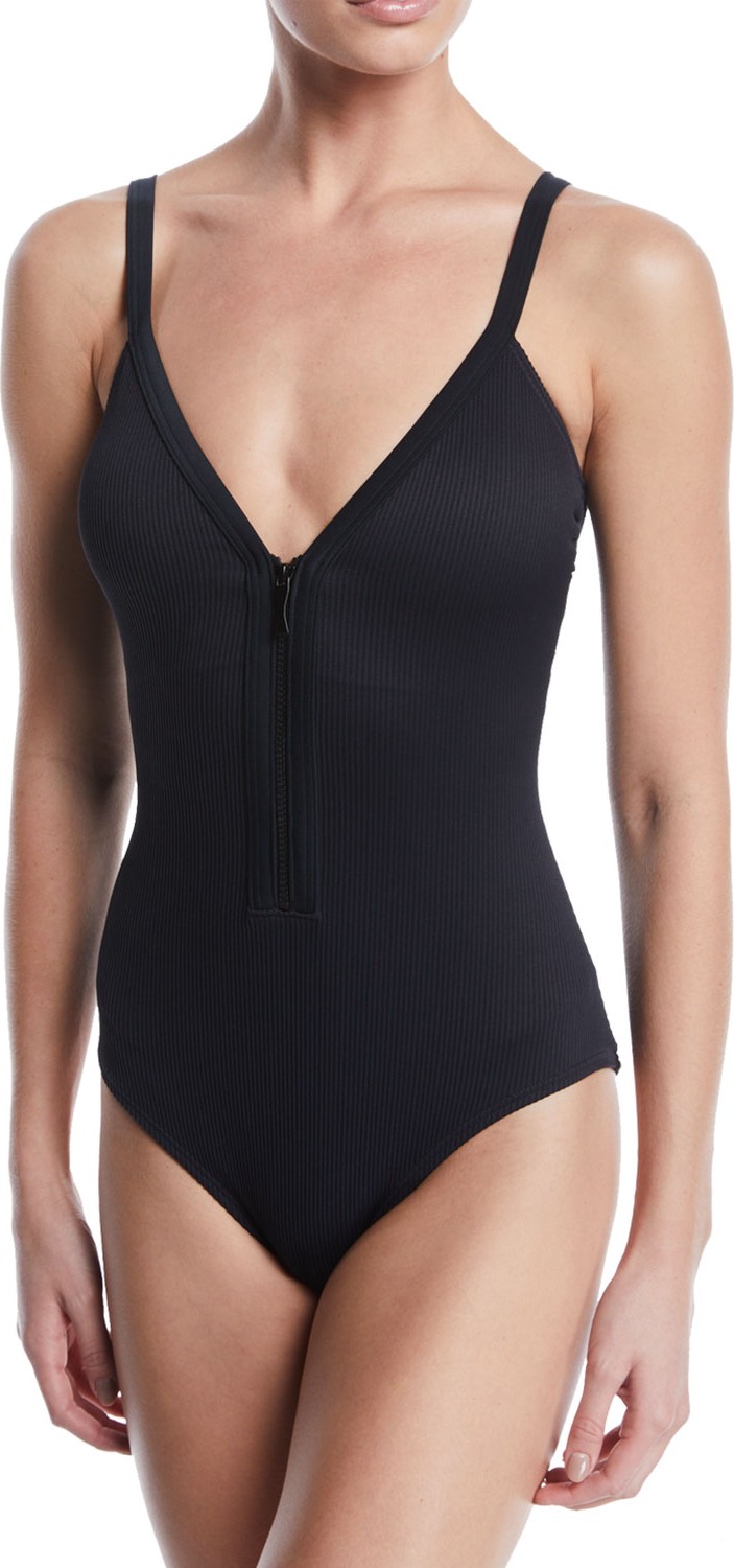 Kate Spade New York zip-front maillot one-piece swimsuit