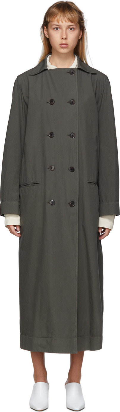 Lemaire Grey Cotton Dress Trench Coat