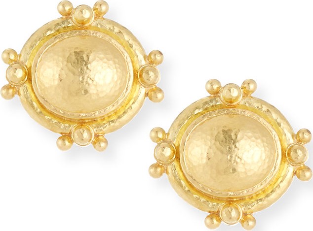 Elizabeth Locke 19K Gold Oval Dome Earrings