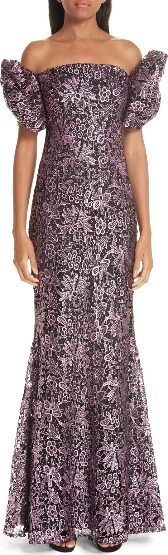 ZAC Zac Posen Leanne Off the Shoulder Evening Dress