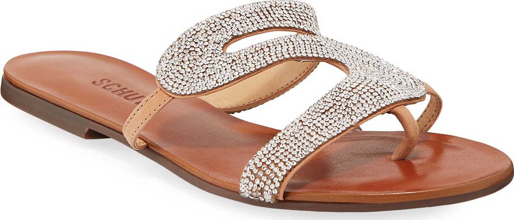 Schutz Noemi Embellished Flat Slide Sandals