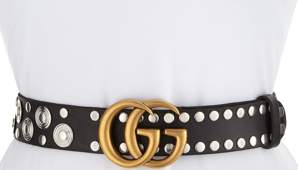 Gucci Studded Leather Belt with GG Buckle