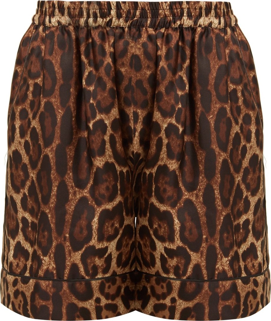 Dolce & Gabbana Leopard-print silk-twill shorts