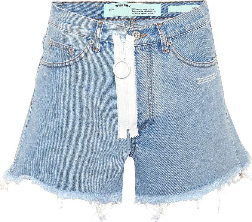 Off White Zip denim cut-off shorts