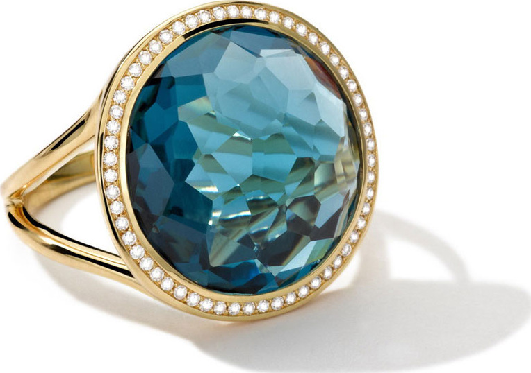 IPPOLITA 18k Gold Rock Candy Lollipop Ring in Blue Topaz with DIamonds