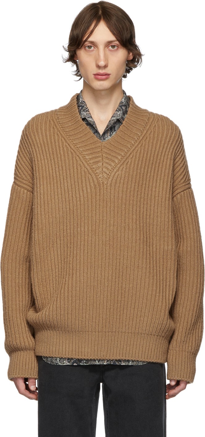 Nanushka Tan Vince V-Neck Sweater