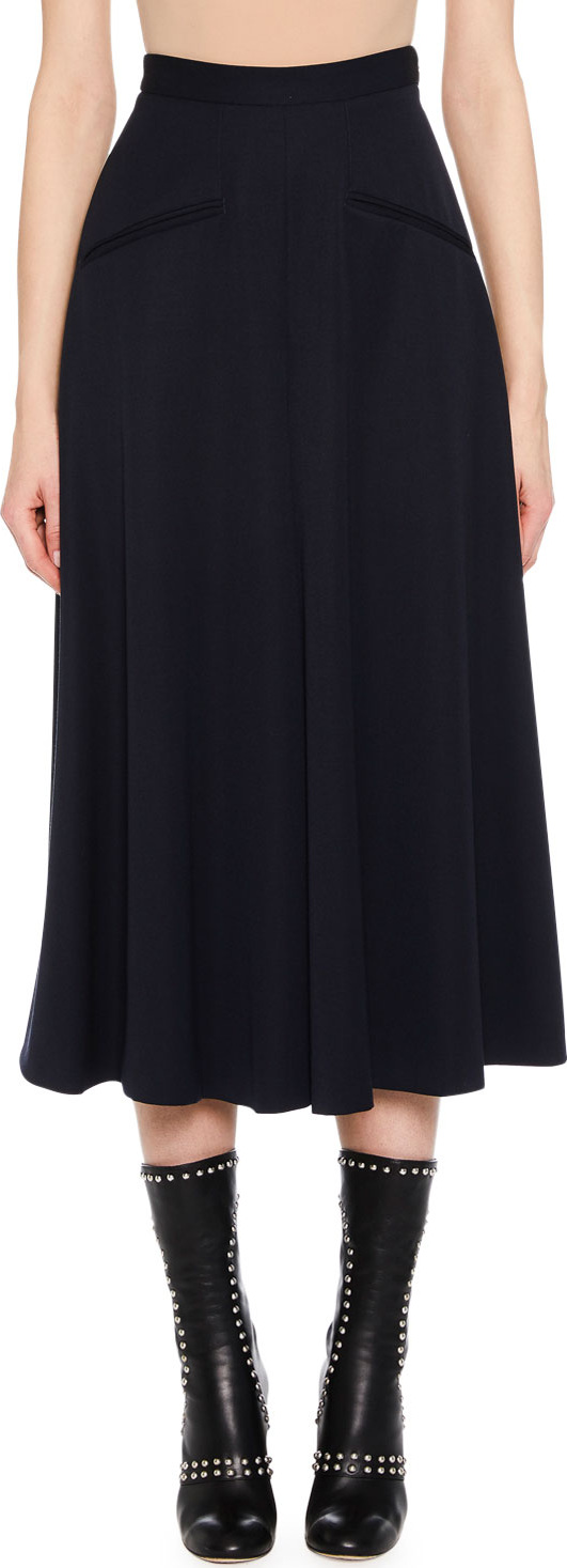 Alexander McQueen High-Waist Wide-Leg Grain de Poudre Wool Culotte Pants