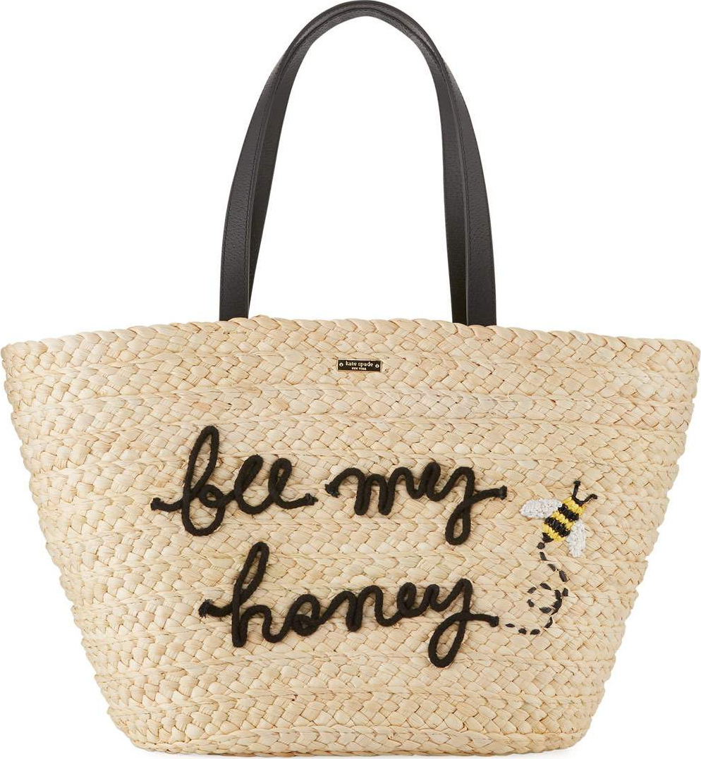 Kate Spade New York bee my honey picnic perfect straw tote bag