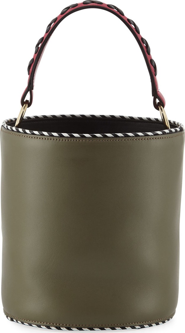Les Petits Joueurs Olivia Leather Twisted Piping Bucket Bag
