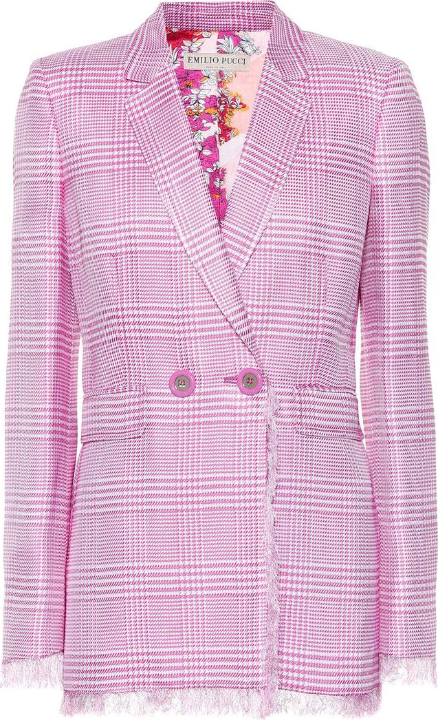 Emilio Pucci Glen plaid blazer with fringe