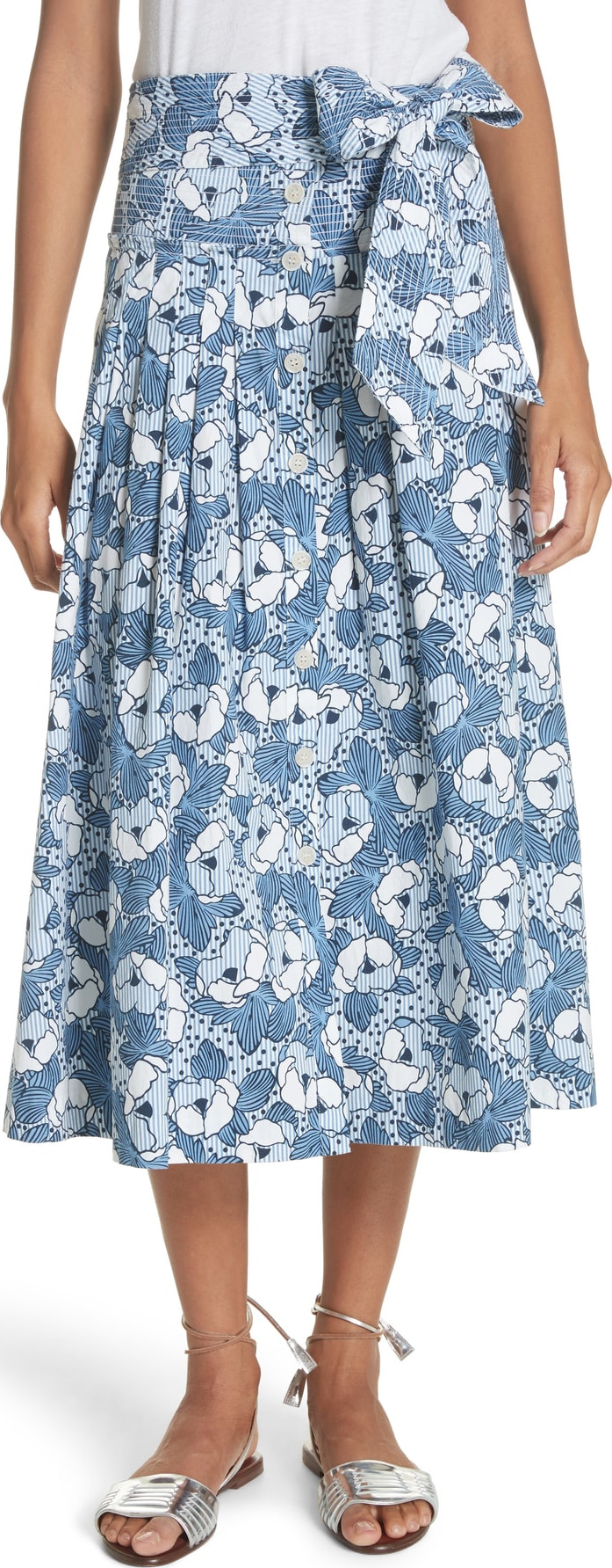 Veronica Beard Caralina Floral Print Midi Skirt