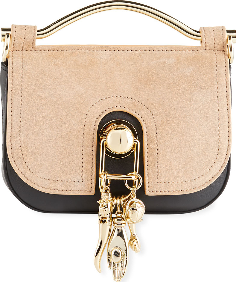 Carven Suede Charm Saddle Bag