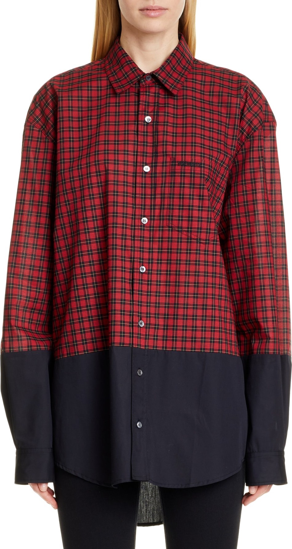 Vetements Contrast Hem Checked Oversized Shirt