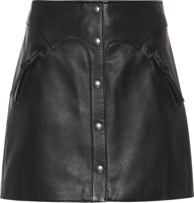 COACH Snap-front leather miniskirt