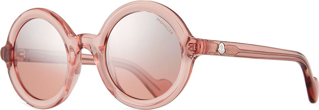 Moncler Round Transparent Acetate Sunglasses, Pink