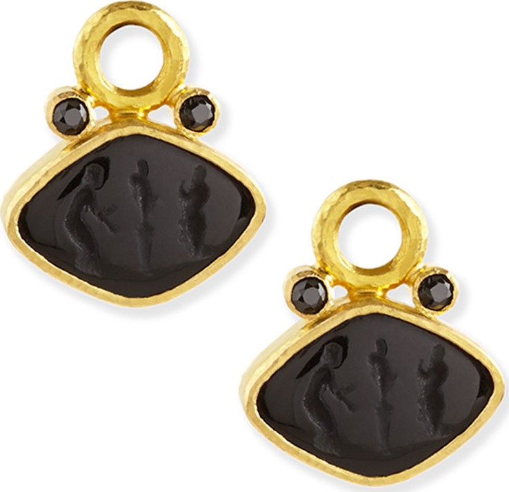 Elizabeth Locke Rombo Intaglio Earring Pendants, Black