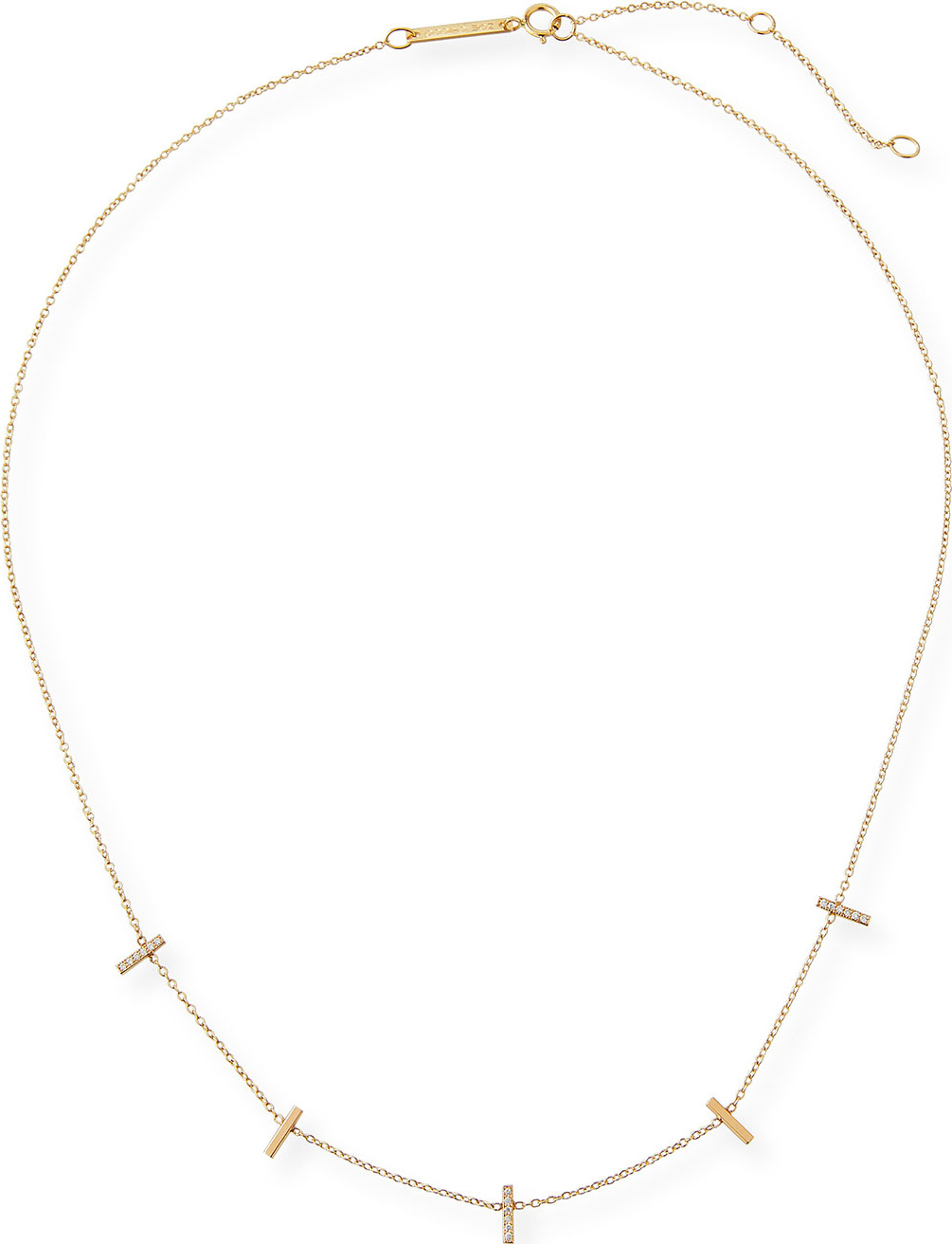 Zoe Chicco 14k Tiny Pavé Bar Station Necklace