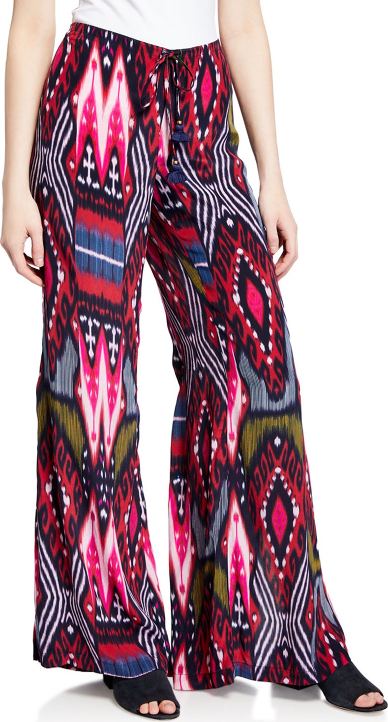 FIGUE Simone Ikat Striped Wide Leg Pajama Pants