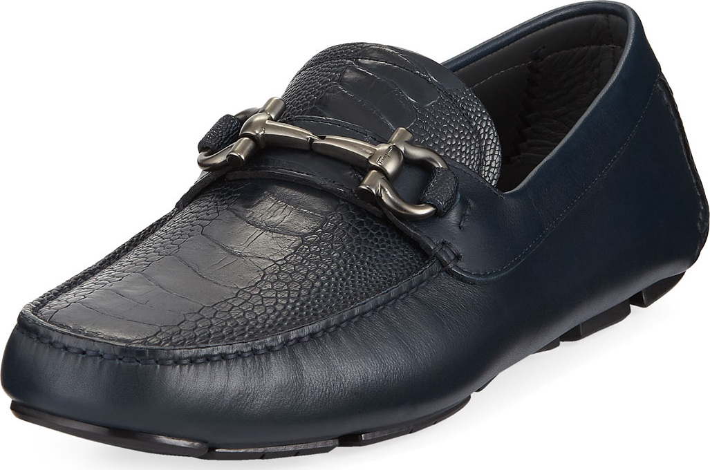 Salvatore Ferragamo Men's Calf/Ostrich Driver