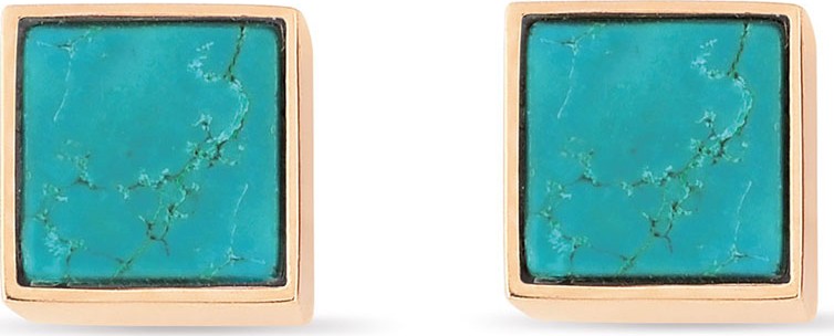 GINETTE NY Ever 18k Rose Gold Square Stud Earrings, Turquoise