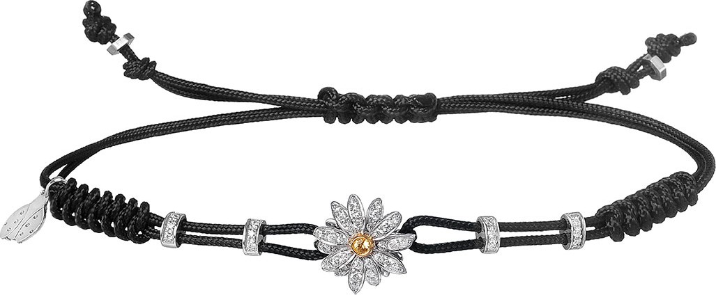 Pippo Perez 18k White Gold Diamond Daisy Pull-Cord Bracelet