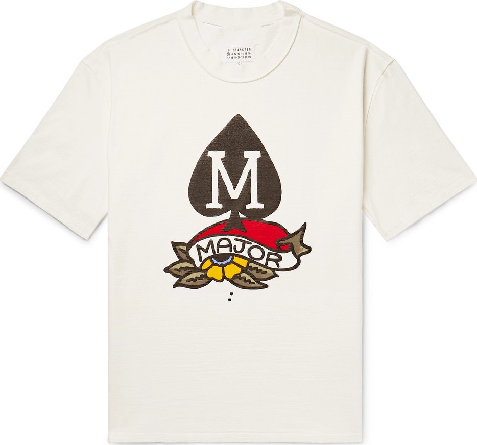 Maison Margiela Oversized Distressed Printed Cotton-Jersey T-Shirt