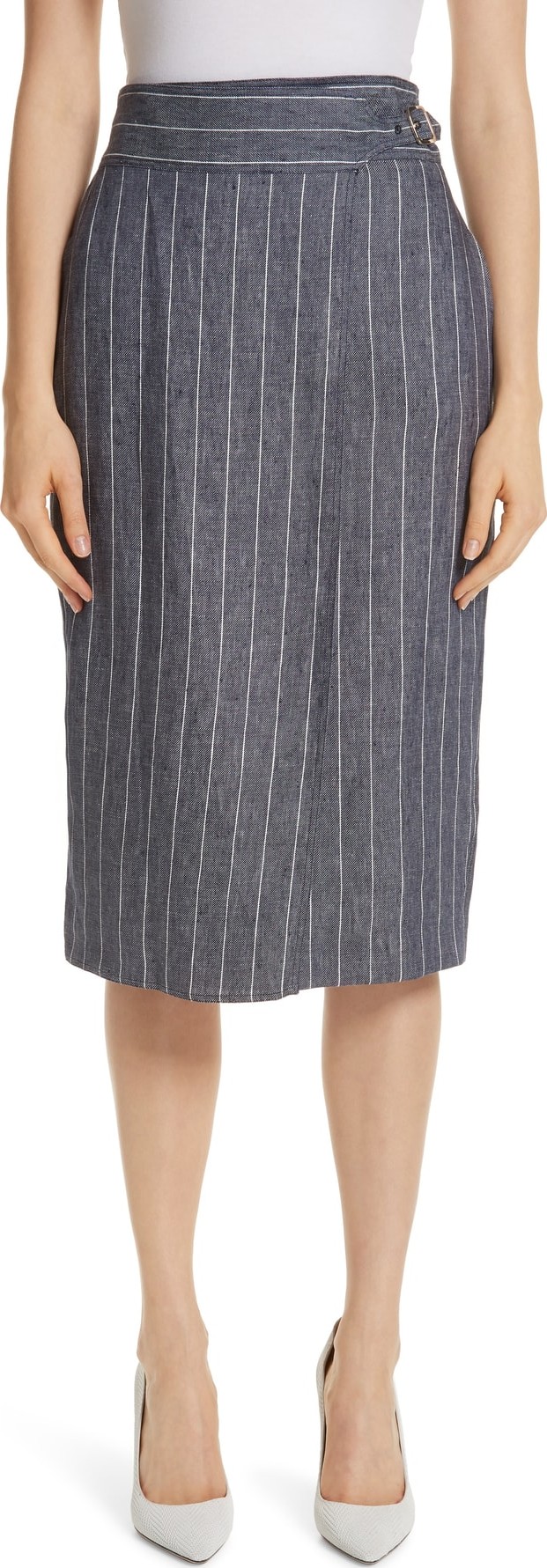 Max Mara Palco Pinstripe Linen Skirt