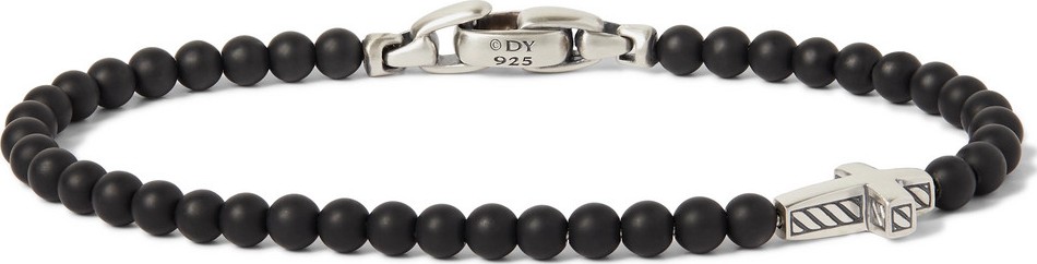 David Yurman Onyx Sterling Silver Beaded Bracelet
