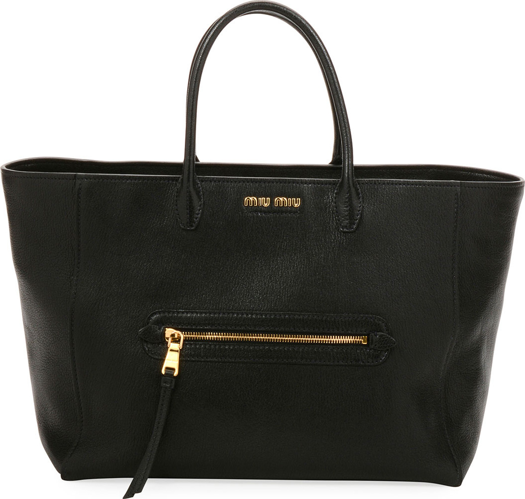 Miu Miu Madras Large Goatskin Leather Tote Bag