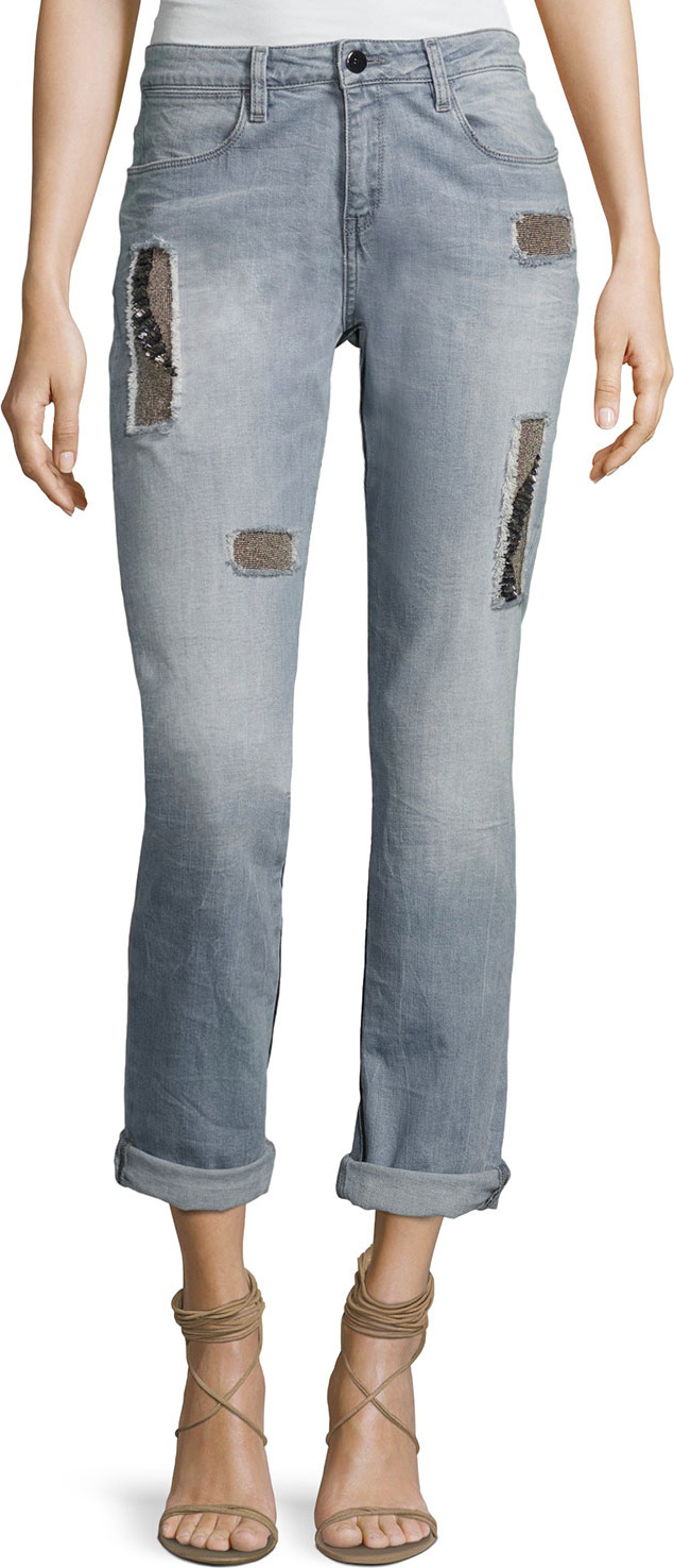 Brockenbow Charlotte Mid-Rise Boyfriend Jeans, Raven Gray