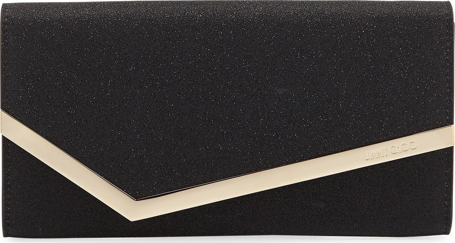 Jimmy Choo Emmie Fine Glitter Leather Clutch Bag