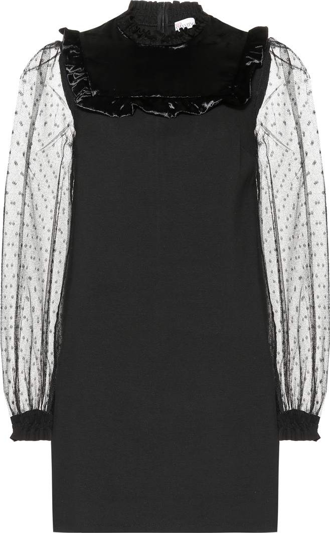RED Valentino Jersey, velvet and mesh minidress