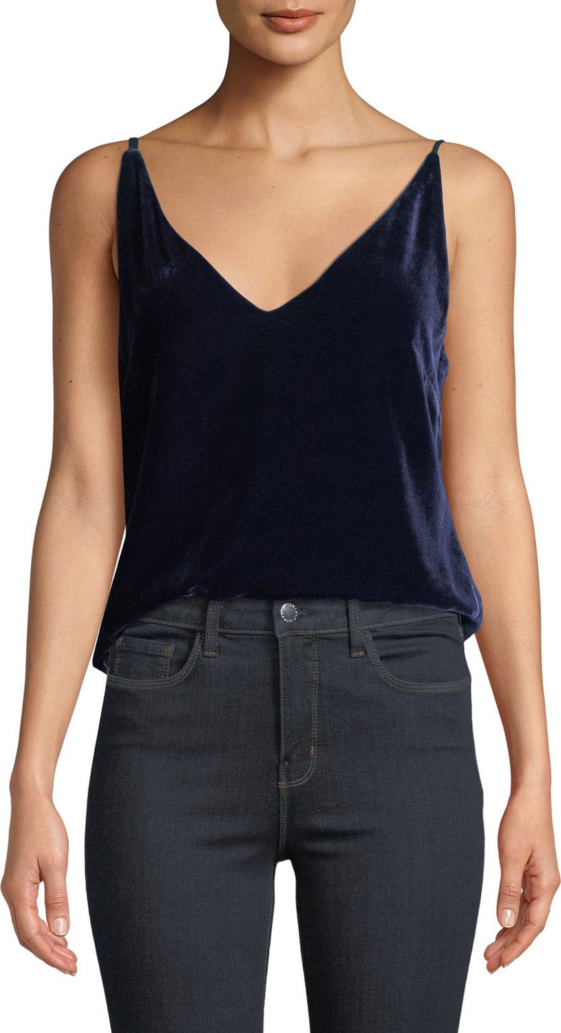 L'AGENCE Gabriella V-Neck Velvet Cami Top