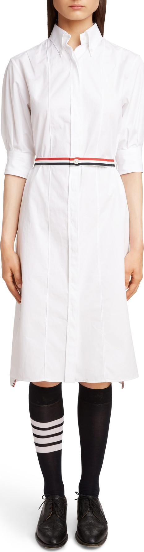 Thom Browne Belted Poplin Shirtdress