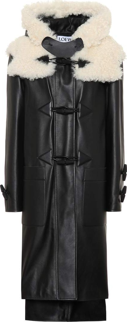 LOEWE Shearling-trimmed leather coat
