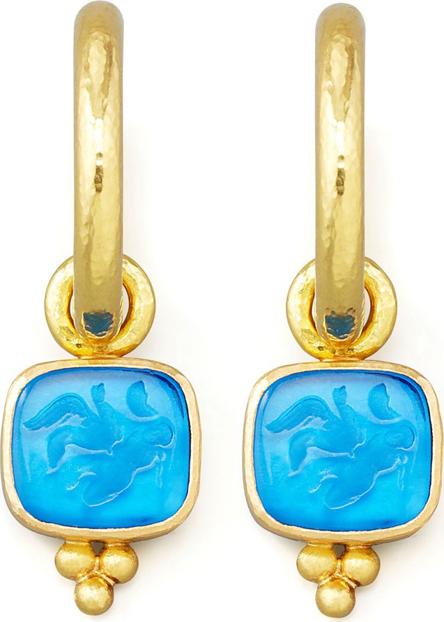 Elizabeth Locke Peacock Pegasus, Goddess & Moon Intaglio Earring Pendants