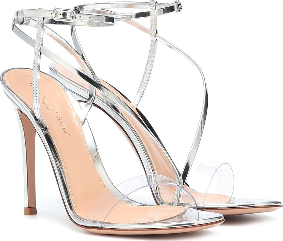 Gianvito Rossi Plexi and metallic leather sandals