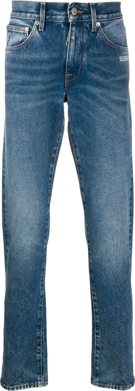Off White - Logo print straight-fit jeans