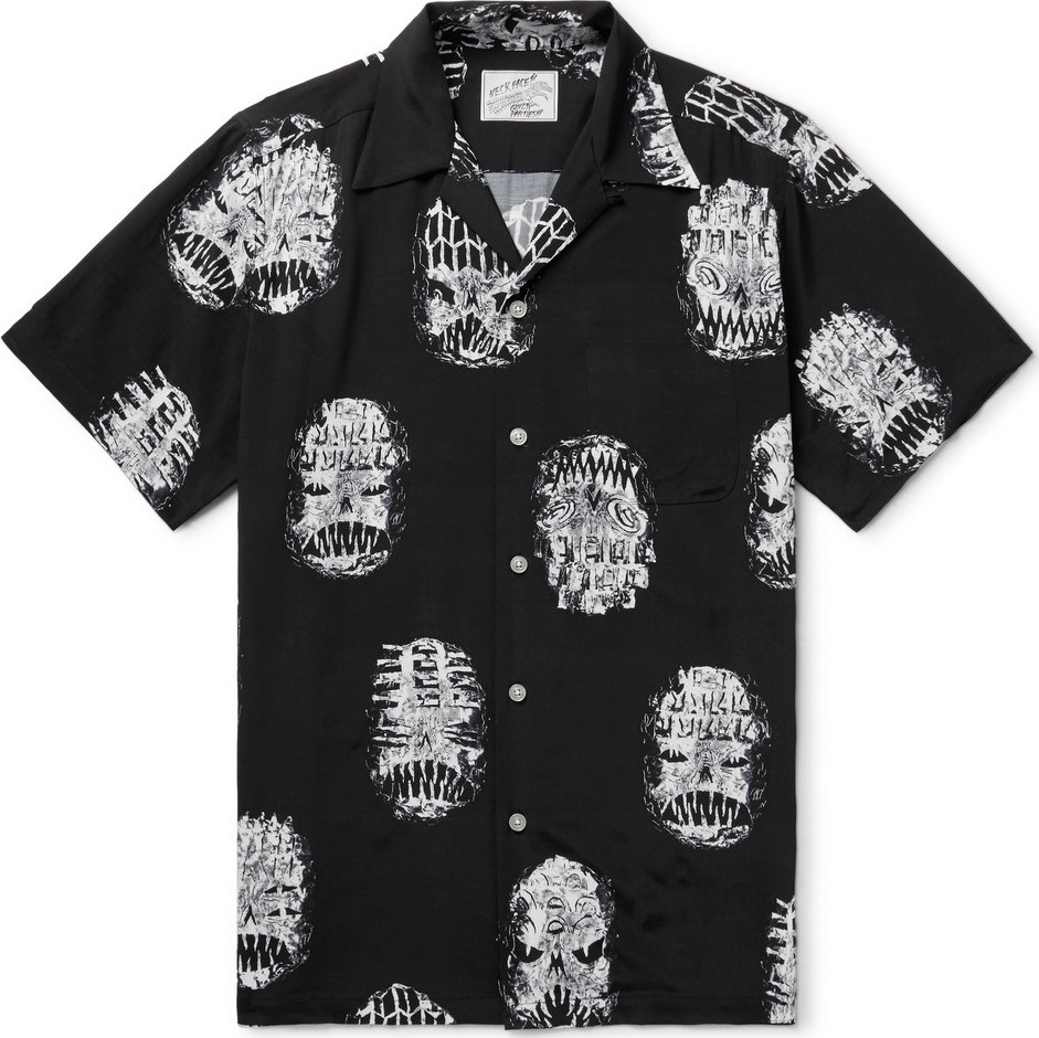 Wacko Maria + Neck Face Camp-Collar Printed Matte-Satin Shirt